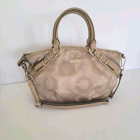 Coach Madison Hand Bag Shoulder Bag Beige 15935 Medium Multiway Satine Fair - Picture 1 of 13